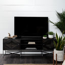 Hogarth I Dark Brown Solid Wood TV Stand Media Console with Storage TV up to 81 - Default Title