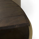 Eclipse Antique Brass Metal Drum Base w Dark Brown Wood Top Nested Coffee Table - Default Title