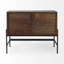 Glenn 38L x 16W x 30H Dark Brown Wood w Black Iron Frame 2 Door Accent Cabinet - Default Title