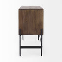 Glenn 38L x 16W x 30H Dark Brown Wood w Black Iron Frame 2 Door Accent Cabinet - Default Title