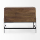 Glenn 38L x 16W x 30H Dark Brown Wood w Black Iron Frame 2 Door Accent Cabinet - Default Title
