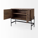 Glenn 38L x 16W x 30H Dark Brown Wood w Black Iron Frame 2 Door Accent Cabinet - Default Title