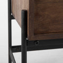 Glenn 38L x 16W x 30H Dark Brown Wood w Black Iron Frame 2 Door Accent Cabinet - Default Title