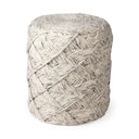 Esfera 177L x 157W x 157H Beige Chevron Woven Round Pouf - Default Title
