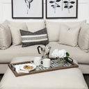 Fantuz 32L x 16W Gray Metal Wood and Glass Serving Tray - Default Title