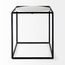 Austen 20L x 20W x 22H Round White Marble Top W Black Metal Frame Side Table - Default Title