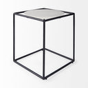 Austen 20L x 20W x 22H Round White Marble Top W Black Metal Frame Side Table - Default Title