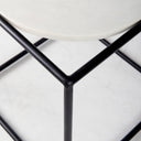 Austen 20L x 20W x 22H Round White Marble Top W Black Metal Frame Side Table - Default Title