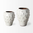 Julian Small Glossy White Ceramic Spoked Vase - Default Title