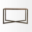 Faye 50L x 15W x 30H Medium Brown Wood WAntique Nickel Metal Base Console Table - Default Title