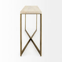 Faye 50L x 15W x 30H Beige Finished Wood WGold Metal Base Console Table - Default Title