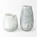 Volta I Short Gray Cream Glass Abstract Pattern Vase - Default Title