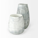 Volta I Short Gray Cream Glass Abstract Pattern Vase - Default Title