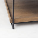 Trey 48x46 Rectangular Brown Solid Wood Top Table Black Metal Frame Two-Tier Coffee Table - Default Title
