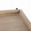 Trey III 20 x 26 Square Medium Brown Wooden Three-Tiered Black Iron Frame EndSide Table - Default Title