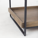 Trey III 20 x 26 Square Medium Brown Wooden Three-Tiered Black Iron Frame EndSide Table - Default Title