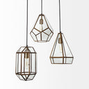 Prima 95x125 Gold Metal and Glass Pyramid Pendant Light - Default Title