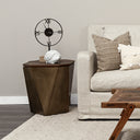 Esagono Octagonal Gold Metal-Clad Reclaimed Wood EndSide Table w Storage - Default Title