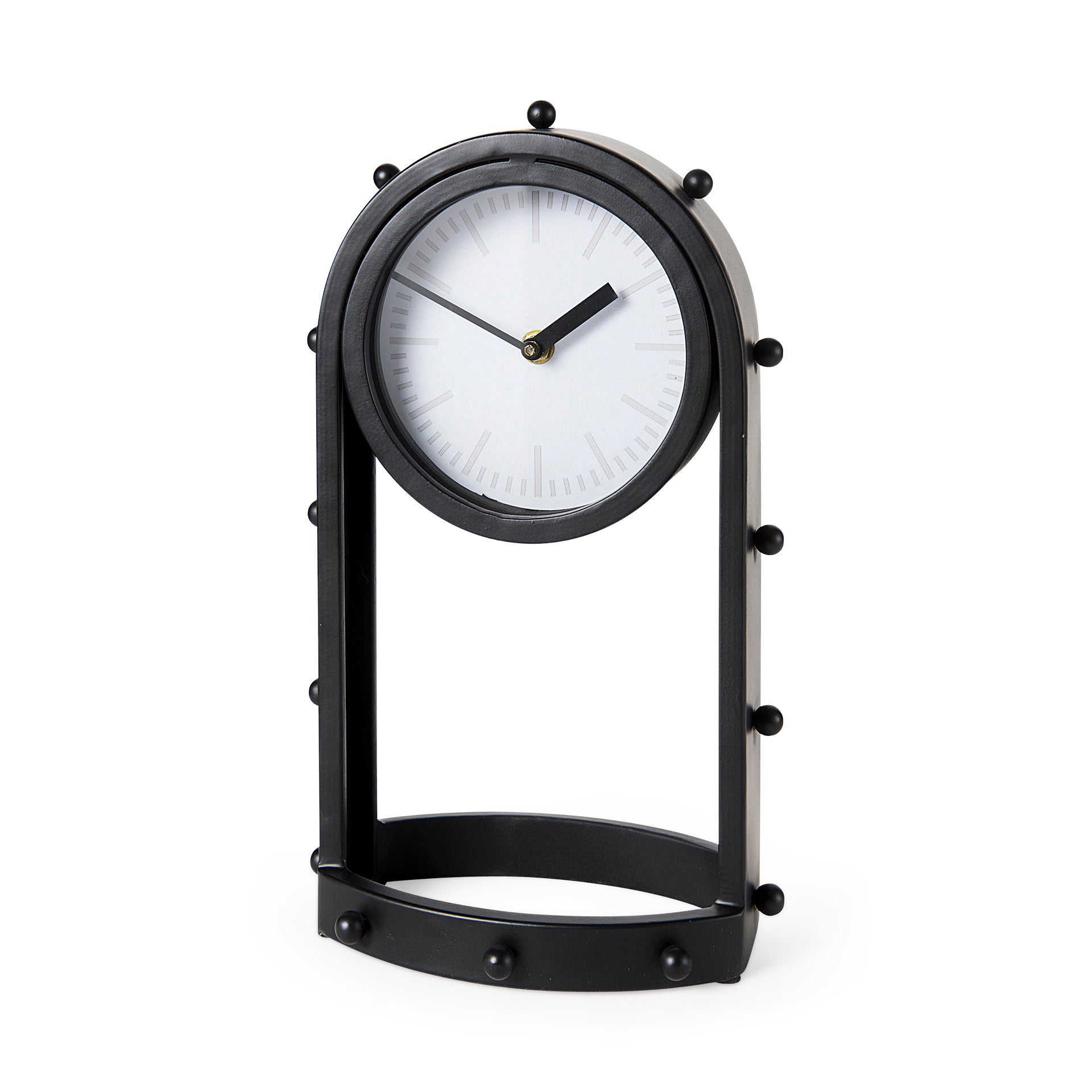 Dolven 7.5L x 5.7W x 13.0H Black Studded Table Clock – Maple and Main