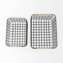 Marius 209L x 152W x 122 Set of Two Matte Black Metal W Rope Trim Rectangular Baskets - Default Title