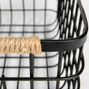Marius 209L x 152W x 122 Set of Two Matte Black Metal W Rope Trim Rectangular Baskets - Default Title