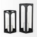Balley 94L x 94W x 197H Set of Two Matte Black Metal Hexagonal Candle Holder Lanterns - Default Title