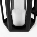 Balley 94L x 94W x 197H Set of Two Matte Black Metal Hexagonal Candle Holder Lanterns - Default Title