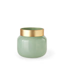 Minty 99L x 99W x 96H Green Glass Vase WMatte Gold Metal Neck Cuff - Default Title