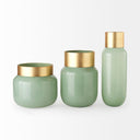 Minty 99L x 99W x 96H Green Glass Vase WMatte Gold Metal Neck Cuff - Default Title