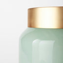 Minty 99L x 99W x 96H Green Glass Vase WMatte Gold Metal Neck Cuff - Default Title