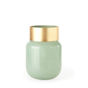 Minty Medium 87L x 87W x 124H Green Glass Vase WMatte Gold Metal Neck Cuff - Default Title