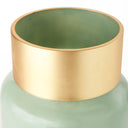 Minty Medium 87L x 87W x 124H Green Glass Vase WMatte Gold Metal Neck Cuff - Default Title