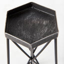 Sixx I Small Antiqued Metal Hexagonal Table Candle Holder - Default Title