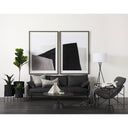 Leonidas 285L x 295W x 340H Grey Fabric Wrap Black Metal Frame Accent Chair - Default Title