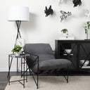 Leonidas 285L x 295W x 340H Grey Fabric Wrap Black Metal Frame Accent Chair - Default Title