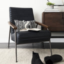 Grosjean Black Leather Wrap Metal Frame Accent Chair - Default Title