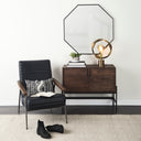Glenn 38L x 16W x 30H Dark Brown Wood w Black Iron Frame 2 Door Accent Cabinet - Default Title