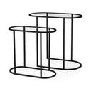 Celine 242 L x 126 W x 224 H Set of Two BlackSilver Metal and Glass Nesting Accent Tables - Default Title