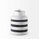 Harmon I Small White w Charcoal Stripes Ceramic Jug - Default Title
