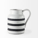 Harmon I Small White w Charcoal Stripes Ceramic Jug - Default Title