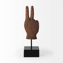 Pacem 4L x 4W Natural Wooden Carved Peace Sign Hand - Default Title