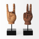 Pacem 4L x 4W Natural Wooden Carved Peace Sign Hand - Default Title