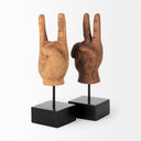 Pacem 4L x 4W Natural Wooden Carved Peace Sign Hand - Default Title