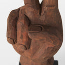 Pacem 4L x 4W Natural Wooden Carved Peace Sign Hand - Default Title