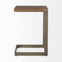 Faye 14L x 18W x 26H Medium Brown Wood W Antique Nickel Finished Metal Base C Side Table - Default Title