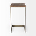 Faye 14L x 18W x 26H Medium Brown Wood W Antique Nickel Finished Metal Base C Side Table - Default Title