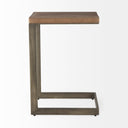 Faye 14L x 18W x 26H Medium Brown Wood W Antique Nickel Finished Metal Base C Side Table - Default Title