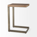 Faye 14L x 18W x 26H Medium Brown Wood W Antique Nickel Finished Metal Base C Side Table - Default Title