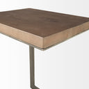 Faye 14L x 18W x 26H Medium Brown Wood W Antique Nickel Finished Metal Base C Side Table - Default Title