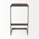 Kiran 17L x 17W x 30H Medium Brown Wood W Antique Nickel Finished Metal Frame Bar Stool - Default Title